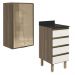 Armario Aereo Vidro Balcao 4G 40 cm MDF Kali Carvalho Toq Off White Cetim Nicioli