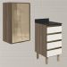 Armario Aereo Vidro Balcao 4G 40 cm MDF Kali Carvalho Toq Off White Cetim Nicioli