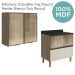 Armario Aereo Vidro Balcao 80 cm MDF Kali Carvalho Toq Bianco Toq Nicioli