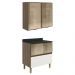 Armario Aereo Vidro Balcao 80 cm MDF Kali Carvalho Toq Off White Cetim Nicioli