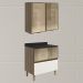 Armario Aereo Vidro Balcao 80 cm MDF Kali Carvalho Toq Off White Cetim Nicioli