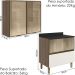 Armario Aereo Vidro Balcao 80 cm MDF Kali Carvalho Toq Off White Cetim Nicioli