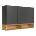 Armario Aereo de Cozinha Compacto Acacia 120cm com 3 Portas Chumbo