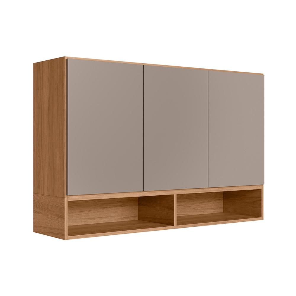 Armario Aereo de Cozinha Compacto Acacia 120cm com 3 Portas Ipe/Fendy