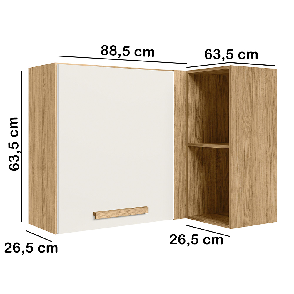 Armario Aereo e Balcao Canto 16984x16990 Freijo Off White Cristal Nicioli
