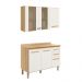 Armario Aereo e Balcao Com Tampo 16982x16988 Freijo Off White Cristal Nicioli