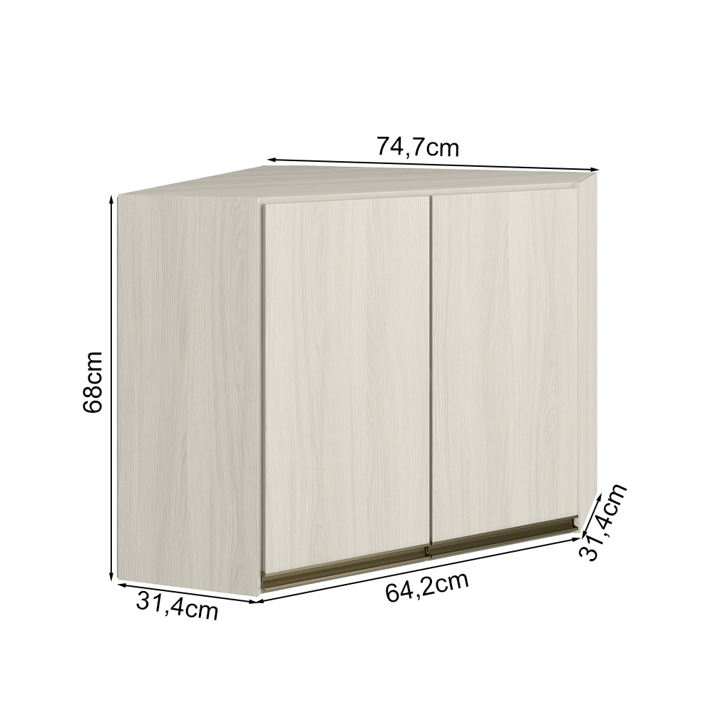 Armario Canto Obliquo 2P MDF 75cm Kali 12209 Bianco Toq Bianco Toq Nicioli