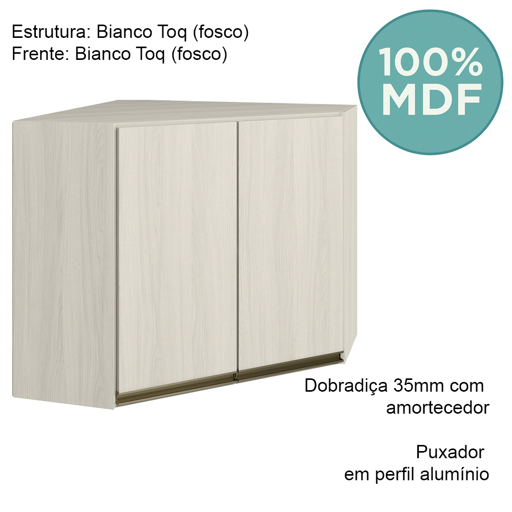 Armario Canto Obliquo 2P MDF 75cm Kali 12209 Bianco Toq Bianco Toq Nicioli