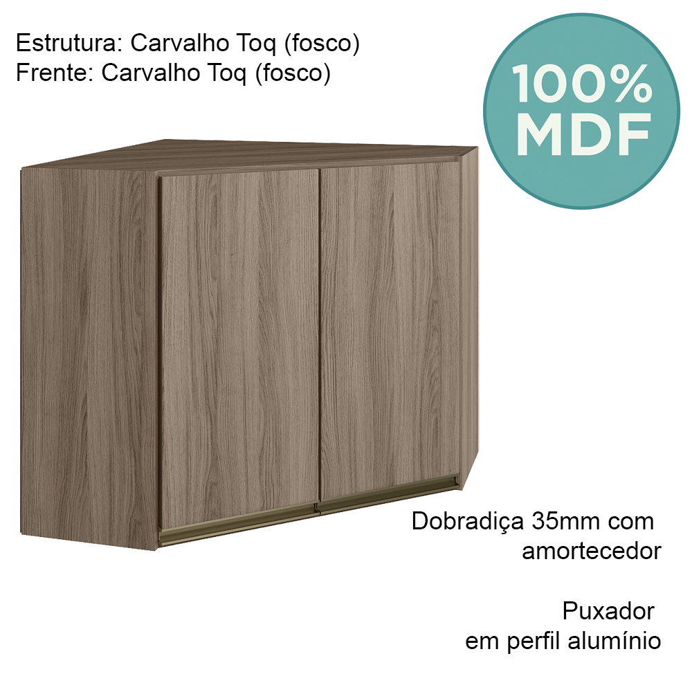 Armario Canto Obliquo 2P MDF 75cm Kali 12209 Carvalho Toq Carvalho Toq Nicioli