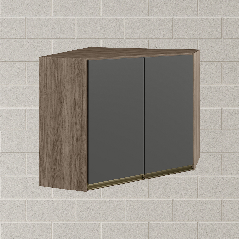 Armario Canto Obliquo 2P MDF 75cm Kali 12209 Carvalho Toq Chumbo Nicioli