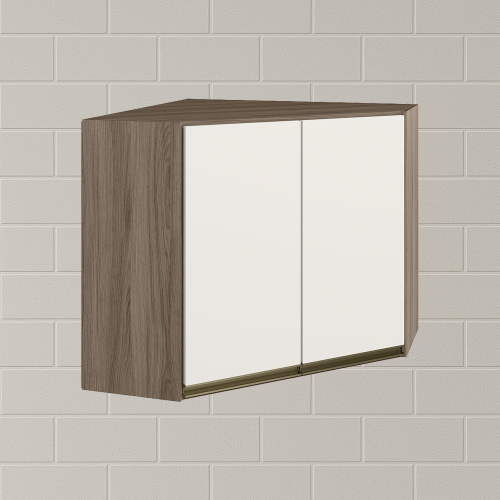 Armario Canto Obliquo 2P MDF 75cm Kali 12209 Carvalho Toq Off White Cetim Nicioli