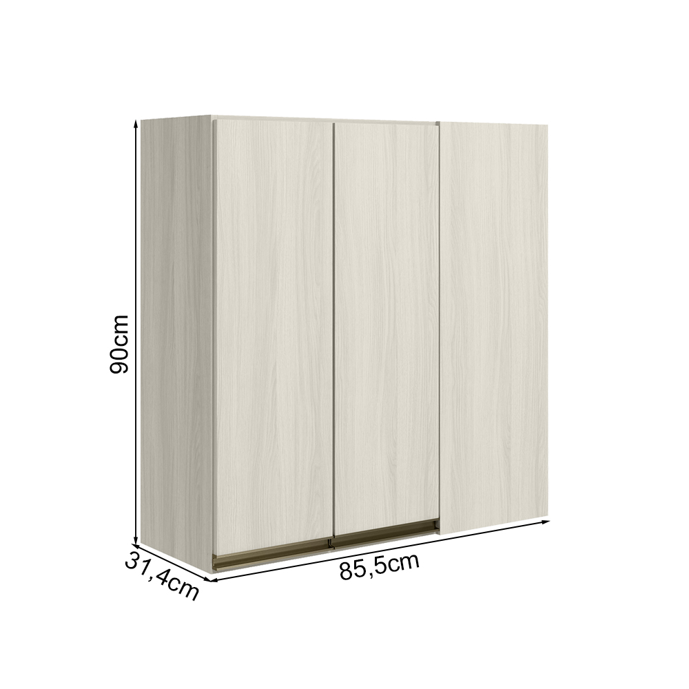 Armario Canto Reto 2P MDF 86 cm Kali 12043 Bianco Toq Bianco Toq Nicioli