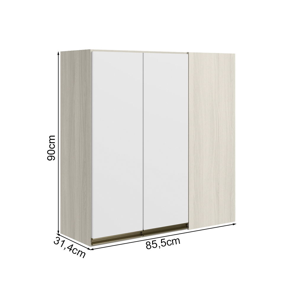 Armario Canto Reto 2P MDF 86 cm Kali 12043 Bianco Toq Branco Uv Nicioli