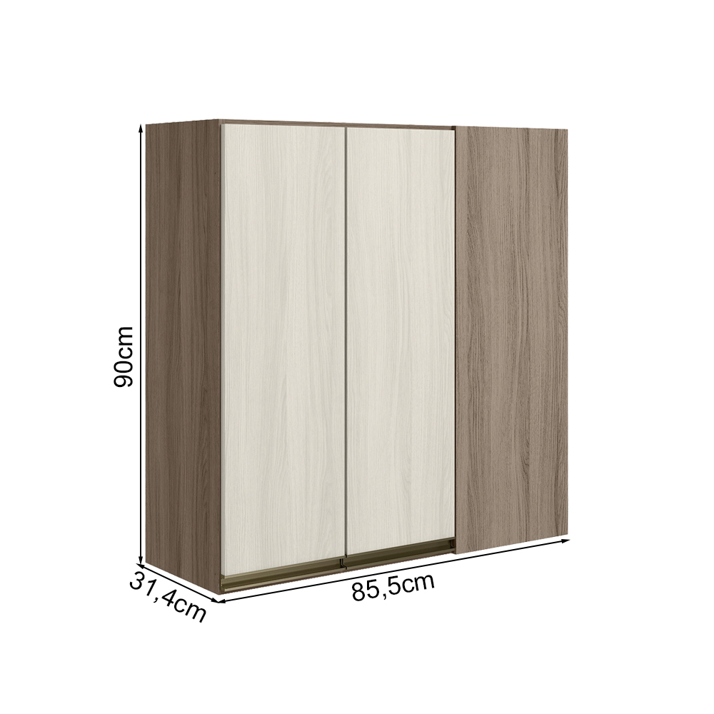 Armario Canto Reto 2P MDF 86 cm Kali 12043 Carvalho Toq Bianco Toq Nicioli