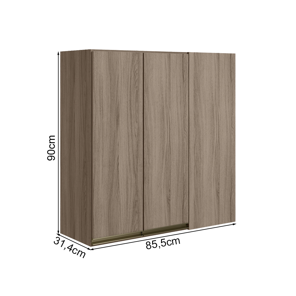 Armario Canto Reto 2P MDF 86 cm Kali 12043 Carvalho Toq Carvalho Toq Nicioli