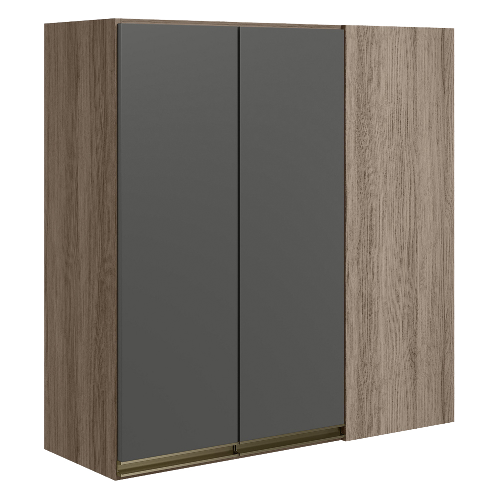 Armario Canto Reto 2P MDF 86 cm Kali 12043 Carvalho Toq Chumbo Nicioli