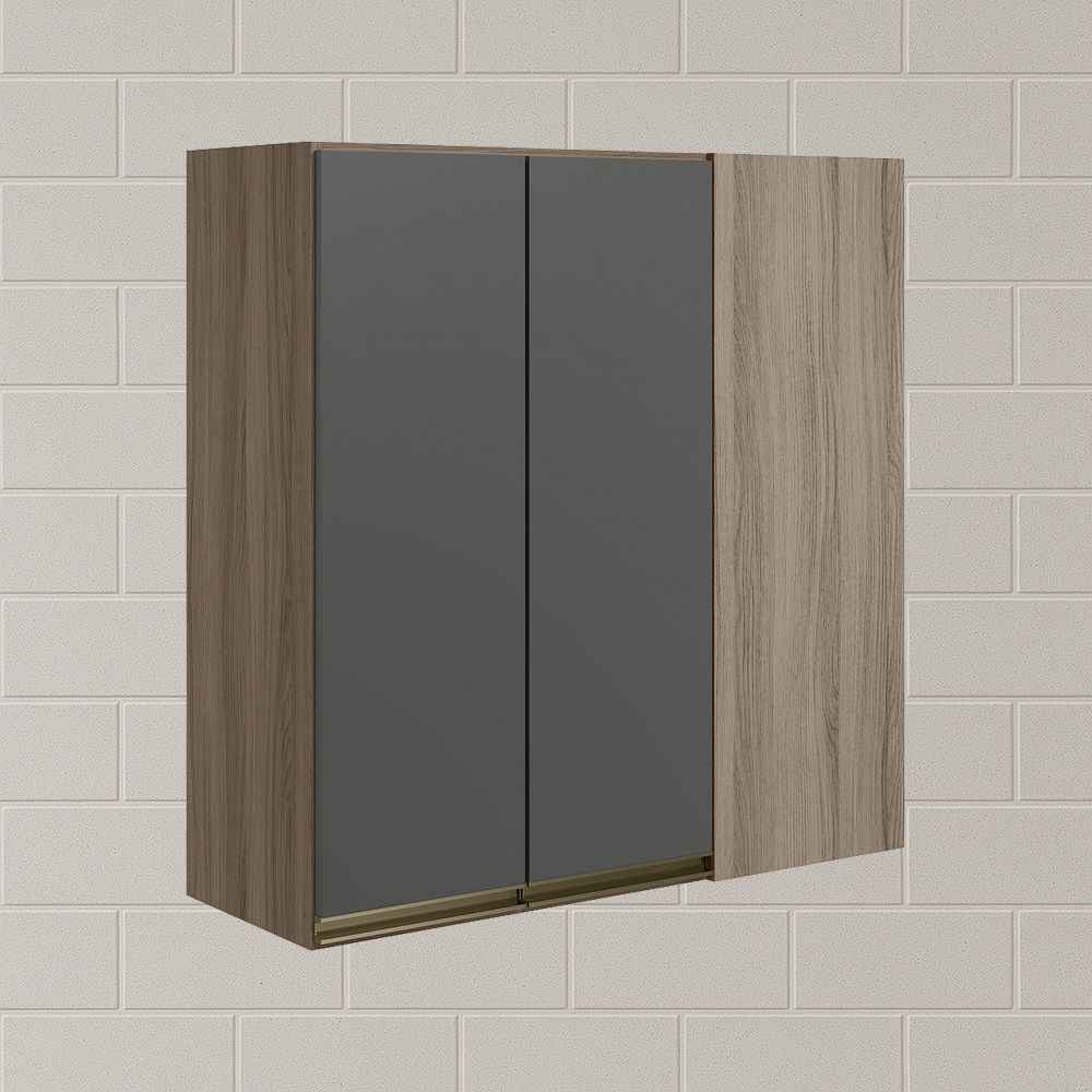 Armario Canto Reto 2P MDF 86 cm Kali 12043 Carvalho Toq Chumbo Nicioli