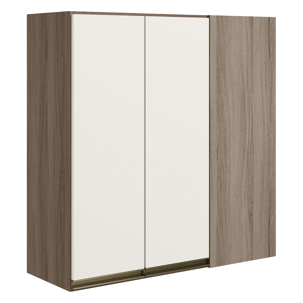 Armario Canto Reto 2P MDF 86 cm Kali 12043 Carvalho Toq Off White Cetim Nicioli