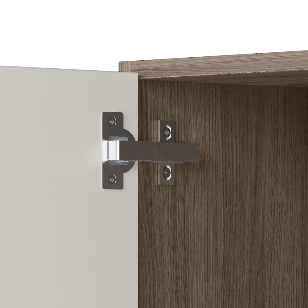 Armario Canto Reto 2P MDF 86 cm Kali 12043 Carvalho Toq Off White Cetim Nicioli