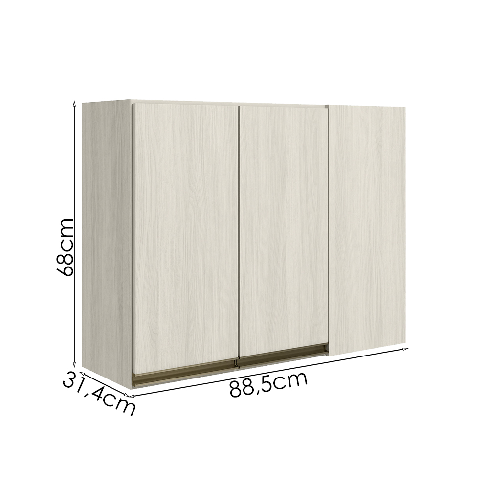 Armario Canto Reto 2P MDF 89cm Kali 12213 Bianco Toq Bianco Toq Nicioli