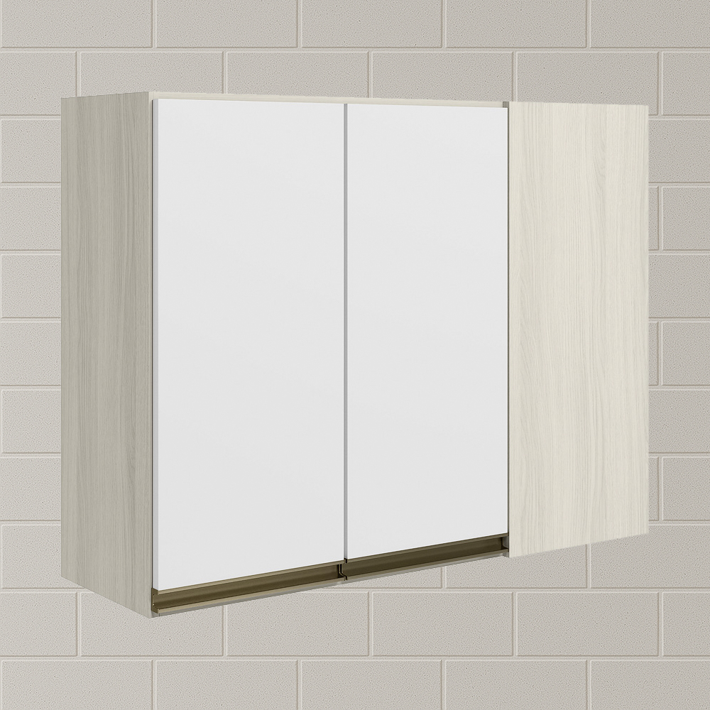 Armario Canto Reto 2P MDF 89cm Kali 12213 Bianco Toq Branco Uv Nicioli