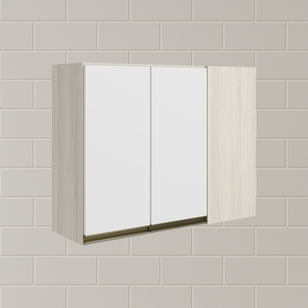 Armario Canto Reto 2P MDF 89cm Kali 12213 Bianco Toq Branco Uv Nicioli