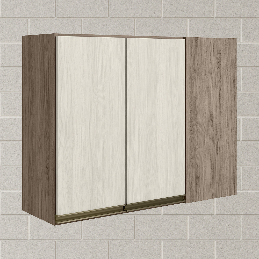 Armario Canto Reto 2P MDF 89cm Kali 12213 Carvalho Toq Bianco Toq Nicioli