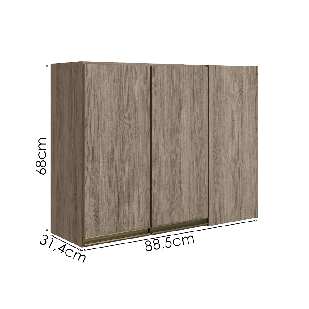 Armario Canto Reto 2P MDF 89cm Kali 12213 Carvalho Toq Carvalho Toq Nicioli