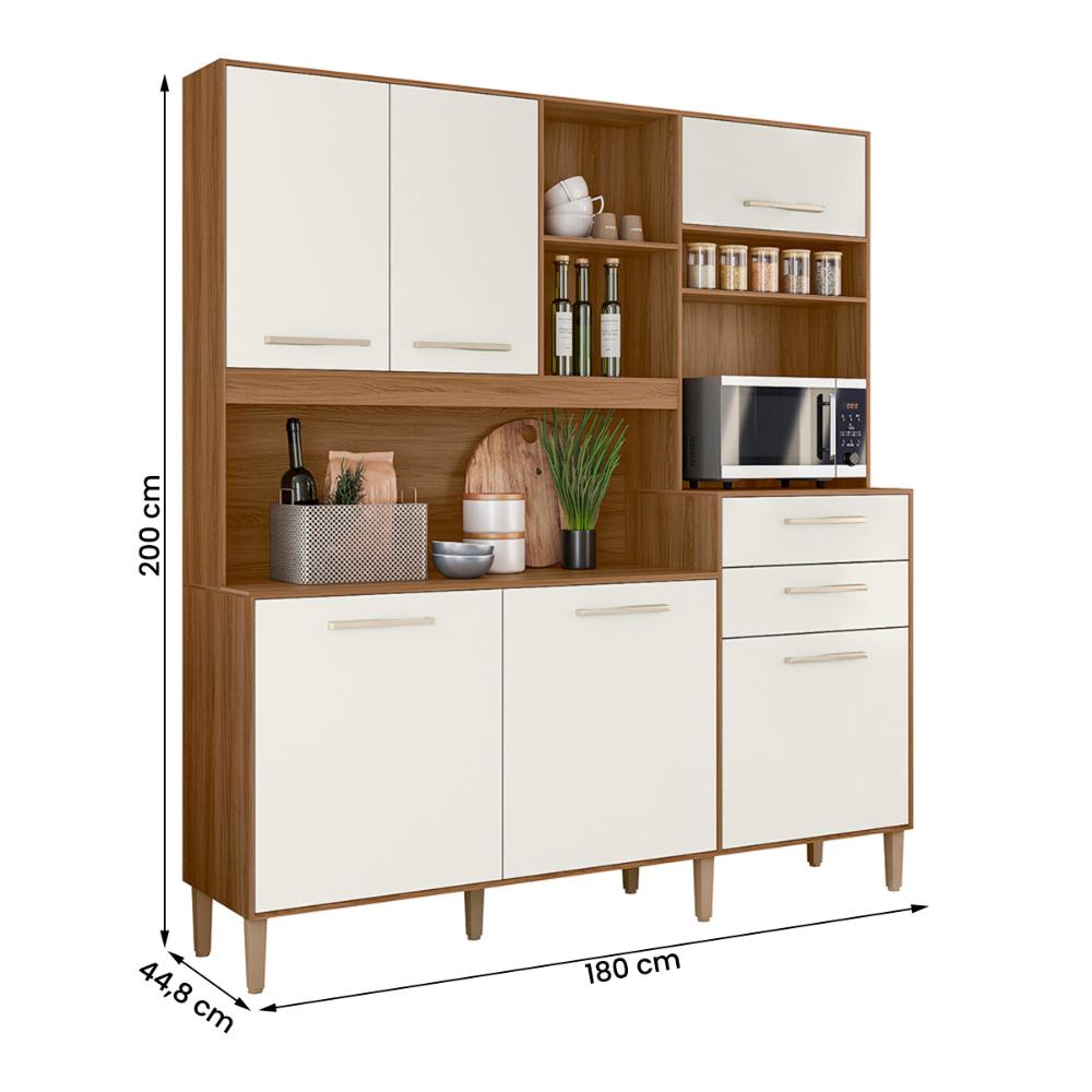Armario Cozinha 6 Portas e 2 Gavetas Salsa Ipe/Off White
