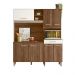 Armario Cozinha 7 Portas e 1 Gaveta Yara Evora Rustico/Off White Cristal
