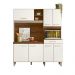 Armario Cozinha 7 Portas e 1 Gaveta Yara Off White Cristal/Evora Rustico