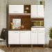 Armario Cozinha 7 Portas e 1 Gaveta Yara Off White Cristal/Evora Rustico