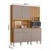Armario Cozinha Compacta Tropical 160cm 7 Portas e 2 Gavetas Freijo/Fendy/Ripado