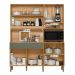 Armario Cozinha Compacta Tropical 160cm 7 Portas e 2 Gavetas Freijo/Verde/Ripado