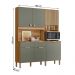 Armario Cozinha Compacta Tropical 160cm 7 Portas e 2 Gavetas Freijo/Verde/Ripado