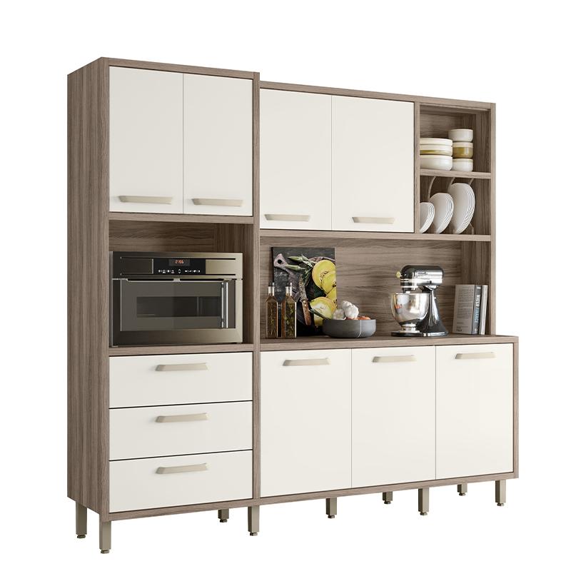 Armario Cozinha Leona 7 Portas e 3 Gavetas Carvalho Nature/Off White
