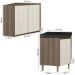 Armario E Balcao Canto Obliquo 75cm MDF Kali Carvalho Toq Bianco Toq Nicioli