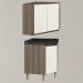 Armario E Balcao Canto Obliquo 75cm MDF Kali Carvalho Toq Off White Cetim Nicioli