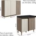 Armario E Balcao Canto Reto 89cm MDF Kali Carvalho Toq Bianco Toq Nicioli