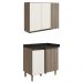 Armario E Balcao Canto Reto 89cm MDF Kali Carvalho Toq Off White Cetim Nicioli