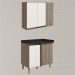 Armario E Balcao Canto Reto 89cm MDF Kali Carvalho Toq Off White Cetim Nicioli