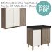 Armario E Balcao Canto Reto 89cm MDF Kali Carvalho Toq Off White Cetim Nicioli