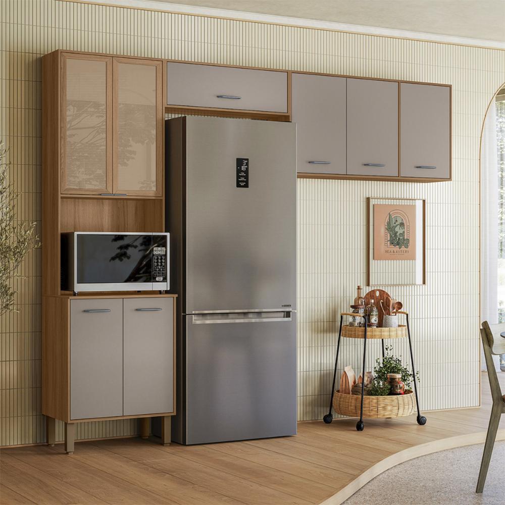 Armario de Cozinha Compacta Paolla 261,2 cm com 8 Portas Ipe/Fendy