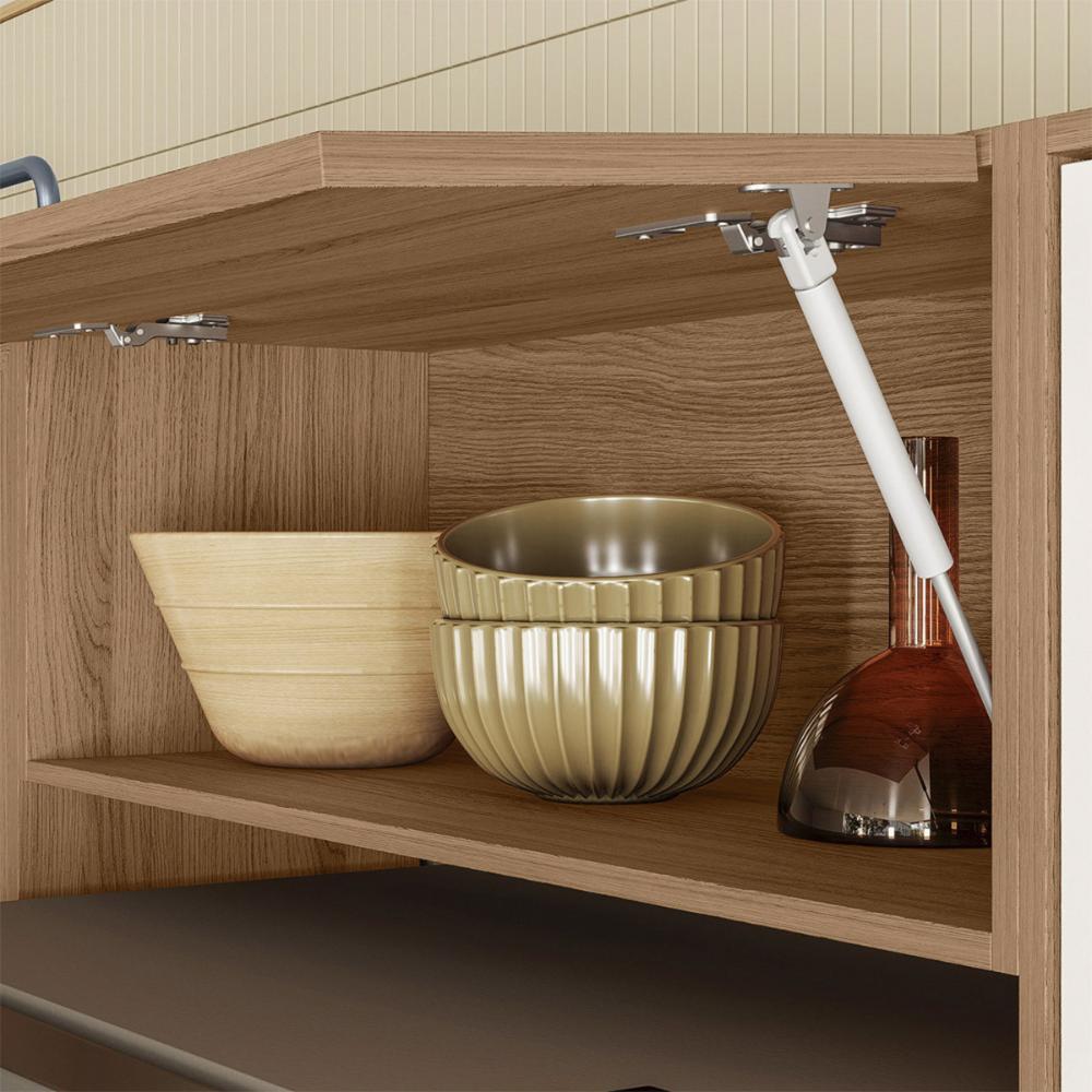 Armario de Cozinha Compacta Paolla 261,2 cm com 8 Portas Ipe/Off White