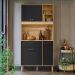 Armario de Cozinha Erva Doce 90 cm 6 Portas e 1 Gaveta Freijo/Preto Esfera