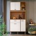 Armario de Cozinha Erva Doce 90 cm 6 Portas e 1 Gaveta Ipe/Off White