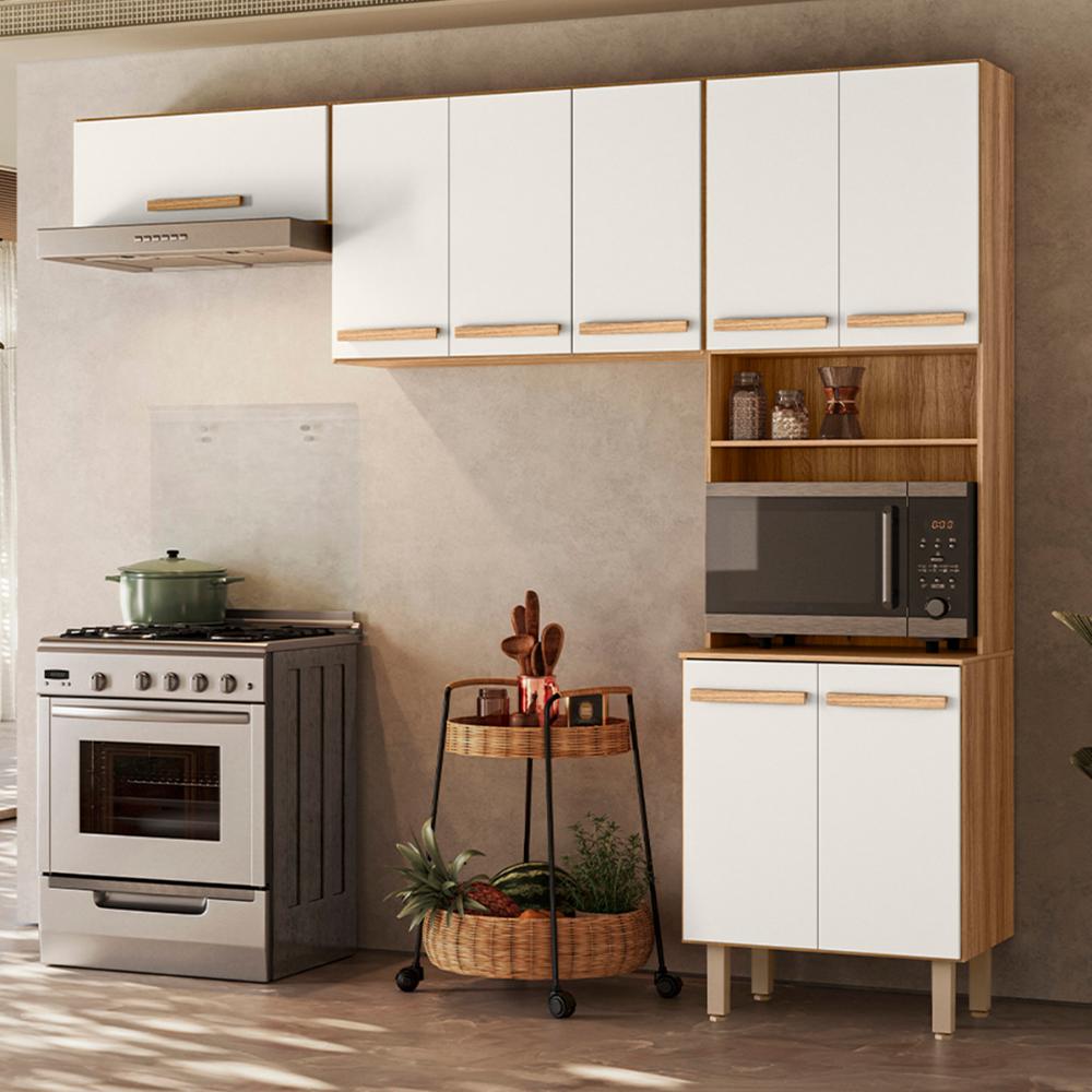 Armario de Cozinha Lemon com 8 Portas 222 cm Freijo/Off White
