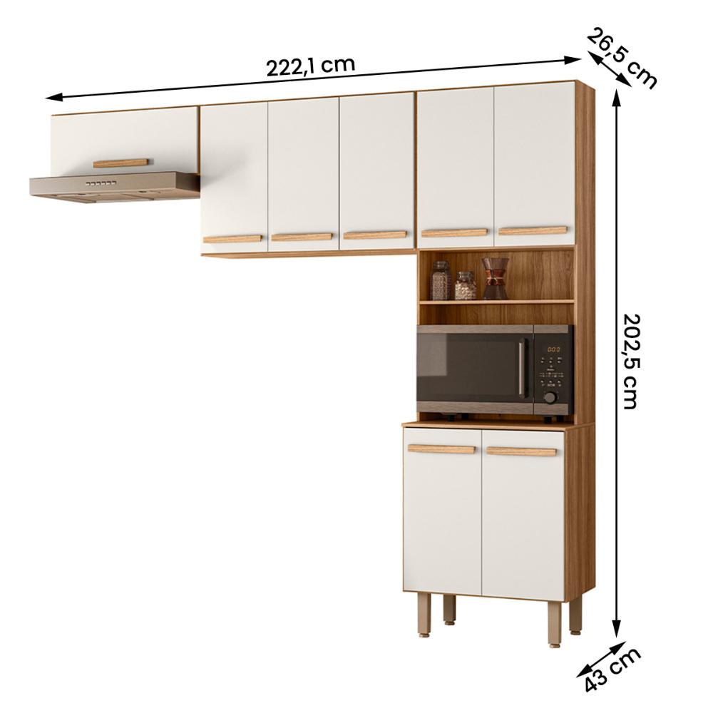 Armario de Cozinha Lemon com 8 Portas 222 cm Freijo/Off White