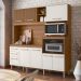 Armario de Cozinha Piatã com 7 Portas e 3 Gavetas 190 cm Ipe/Off White/Ripado