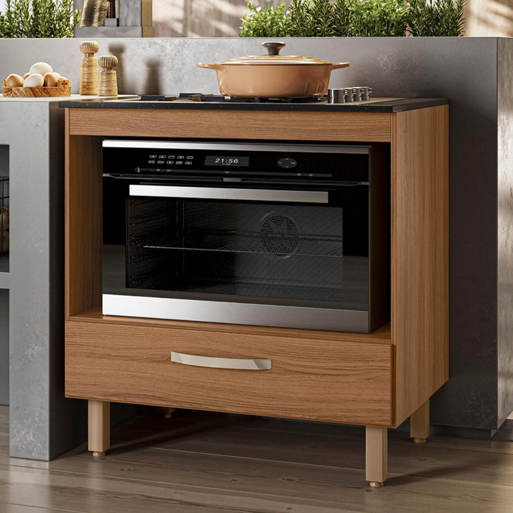Balcão Cozinha para Cooktop 80cm com 1 Gaveta Ipe